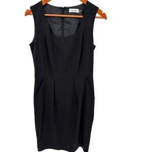 CALVIN KLEIN Black Square Neck Sheath Dress // 8